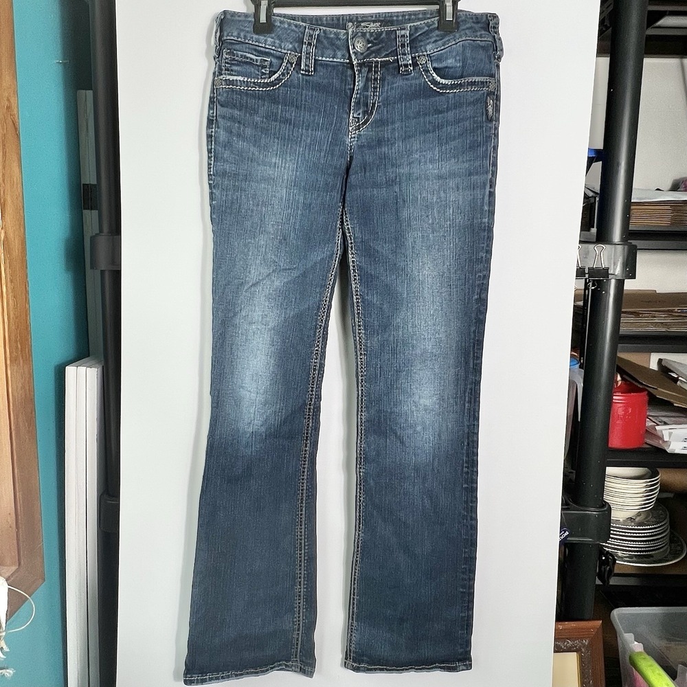 Silver Jeans Suki Mid Slim Boot Womens *29x33* Medium Wash‎ Stretch Denim VGC